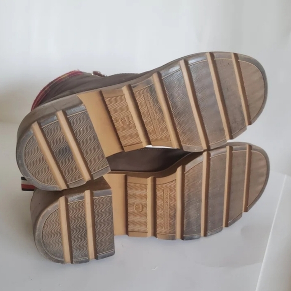 Tommy Hilfiger sz 10 Brown red plaid Lace Up Bootie chunky block heel - Picture 9 of 12